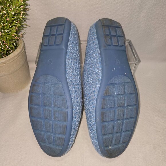 CATOS WOMENS BLUE TWEED LOAFER CHAIN ACCENT ON TOE LIKE NEW SIZE 9 EUC - Picture 7 of 9